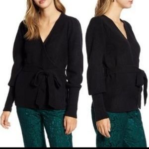 RACHEL PARCELL Puff Sleeve Wrap Cardigan